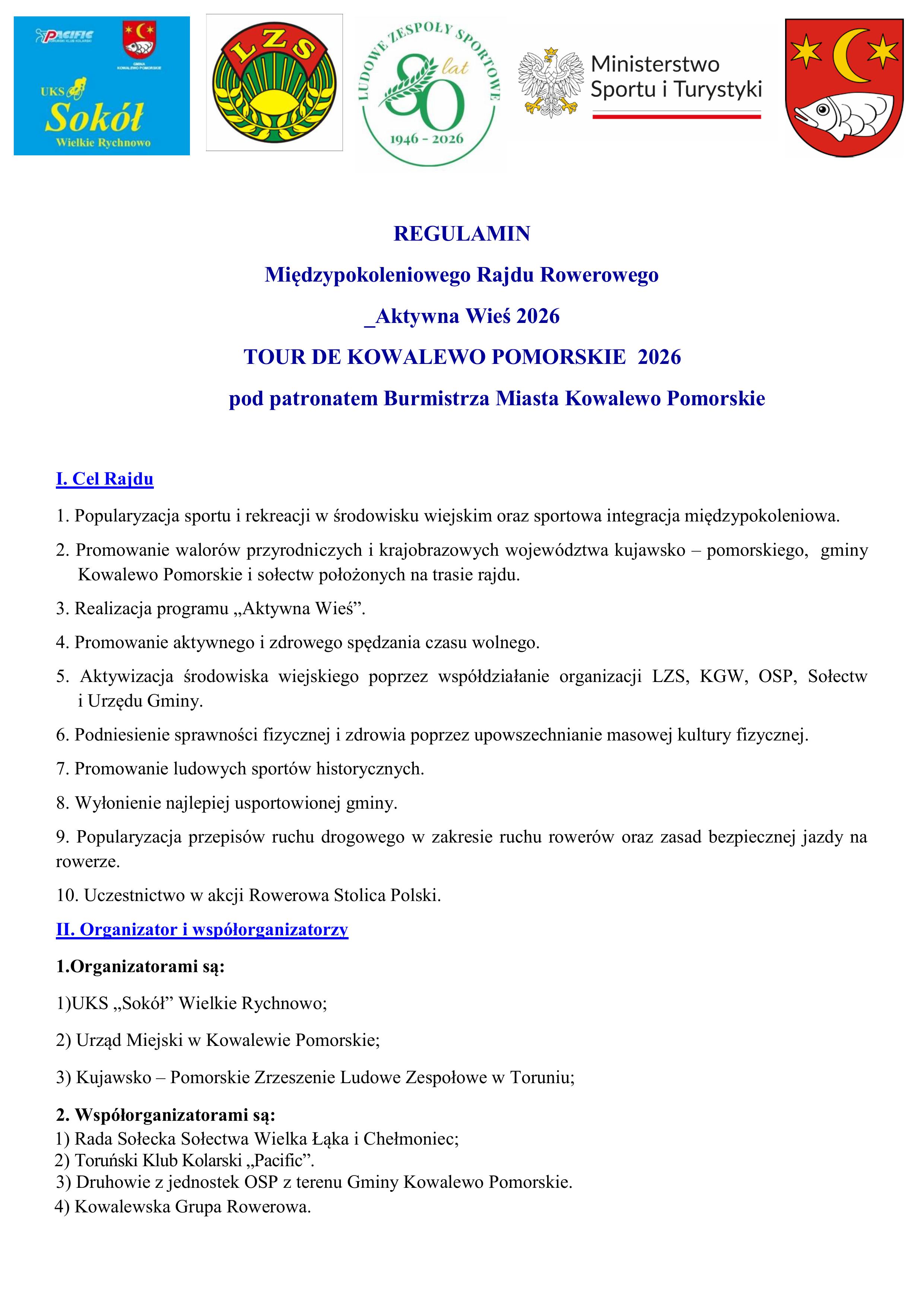 XV Międzypokoleniowy Rajd Rowerowy Tour de Kowalewo Pomorskie