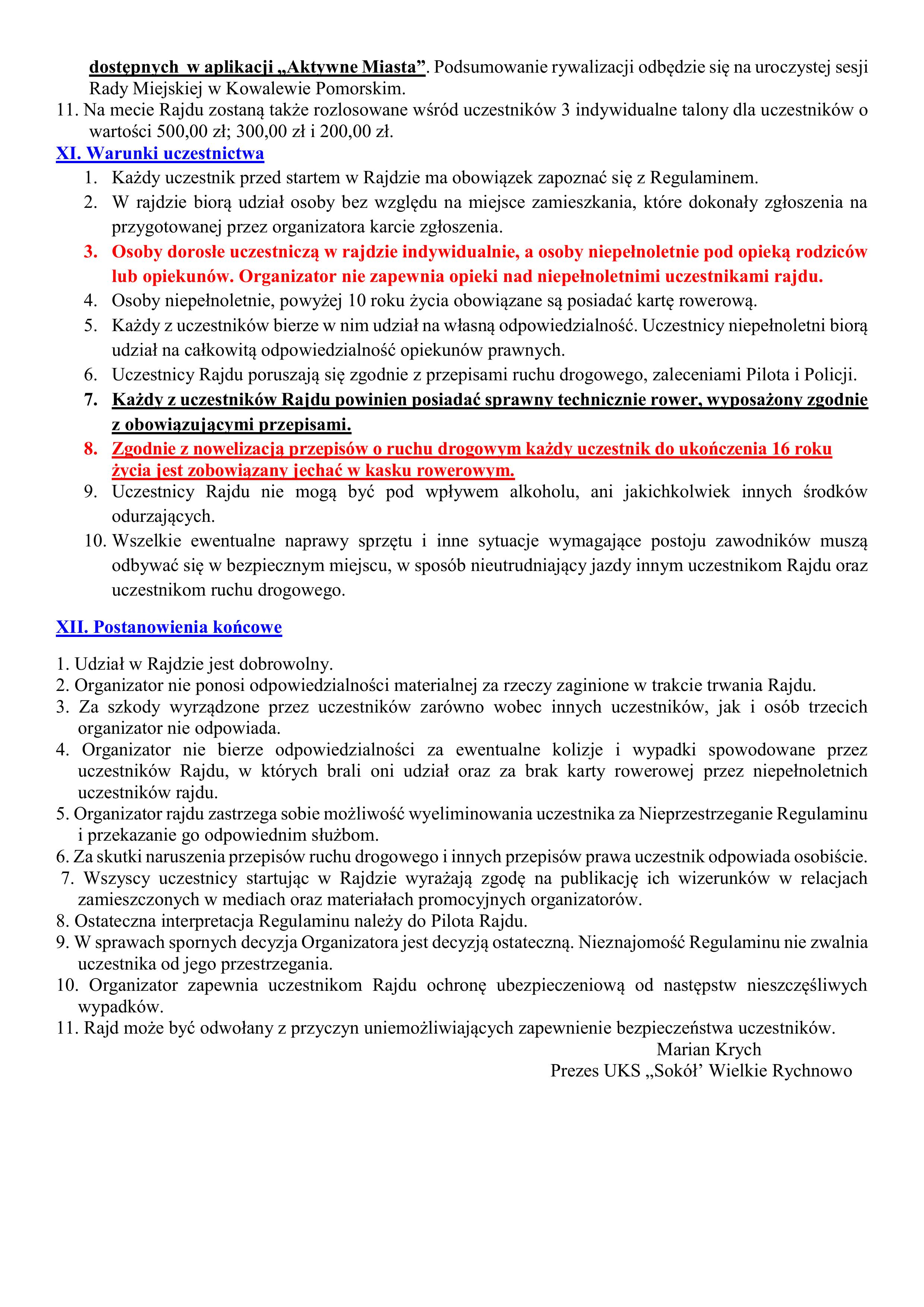 XV Międzypokoleniowy Rajd Rowerowy Tour de Kowalewo Pomorskie
