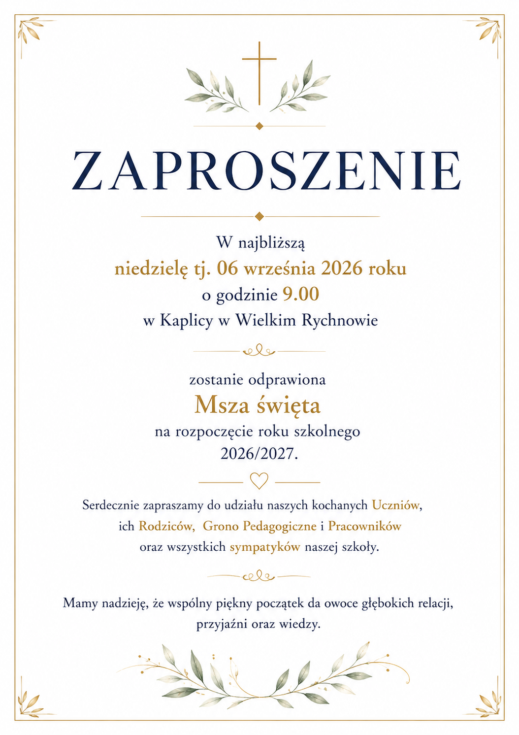 Zaproszenie na&nbsp;mszę. 