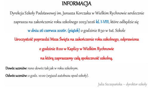 Zdjęcie do Zakończenie roku szkolnego